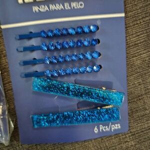 New Gertex Women/Girls Dark Blue Rhinestone Hair Clips / Bobby Pins 6-Pc 1 Pack
